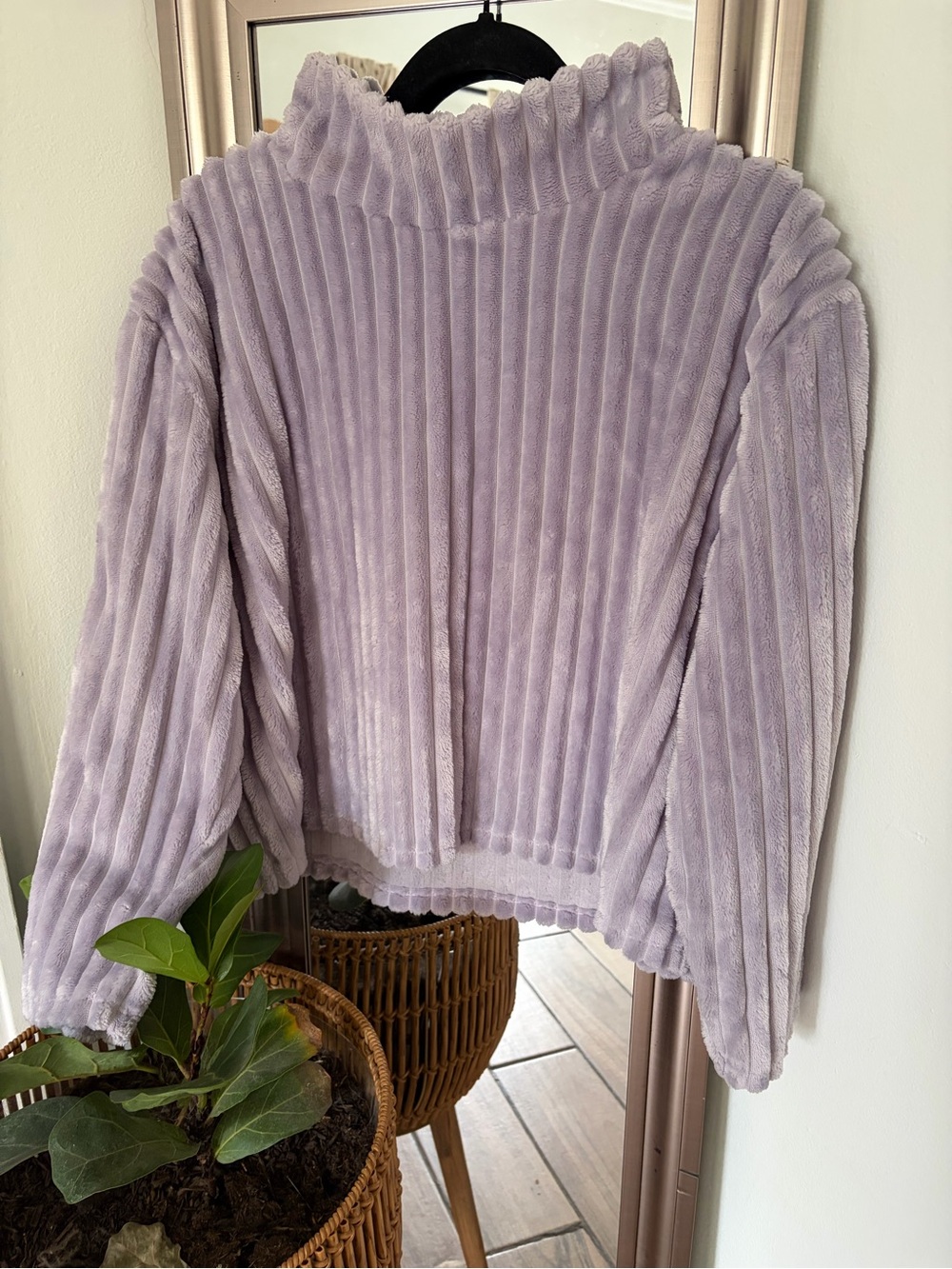 Planet Gold Lavender Plush Ribbed Mock Neck Sweater L Soft Cozy